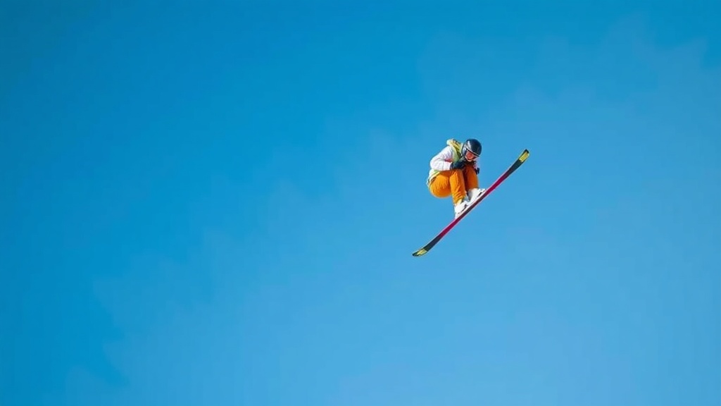 에어리얼 스키 경기에 사용되는 경사진 점프대 시설