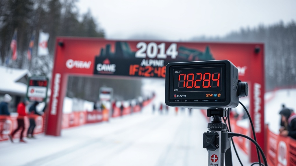 알파인 스키 경기 결승 지점에서 시간을 측정하는 전자 계측 시스템